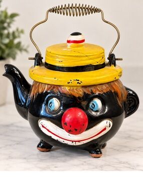 vintage Tilso Japan ceramic clown teapot decor